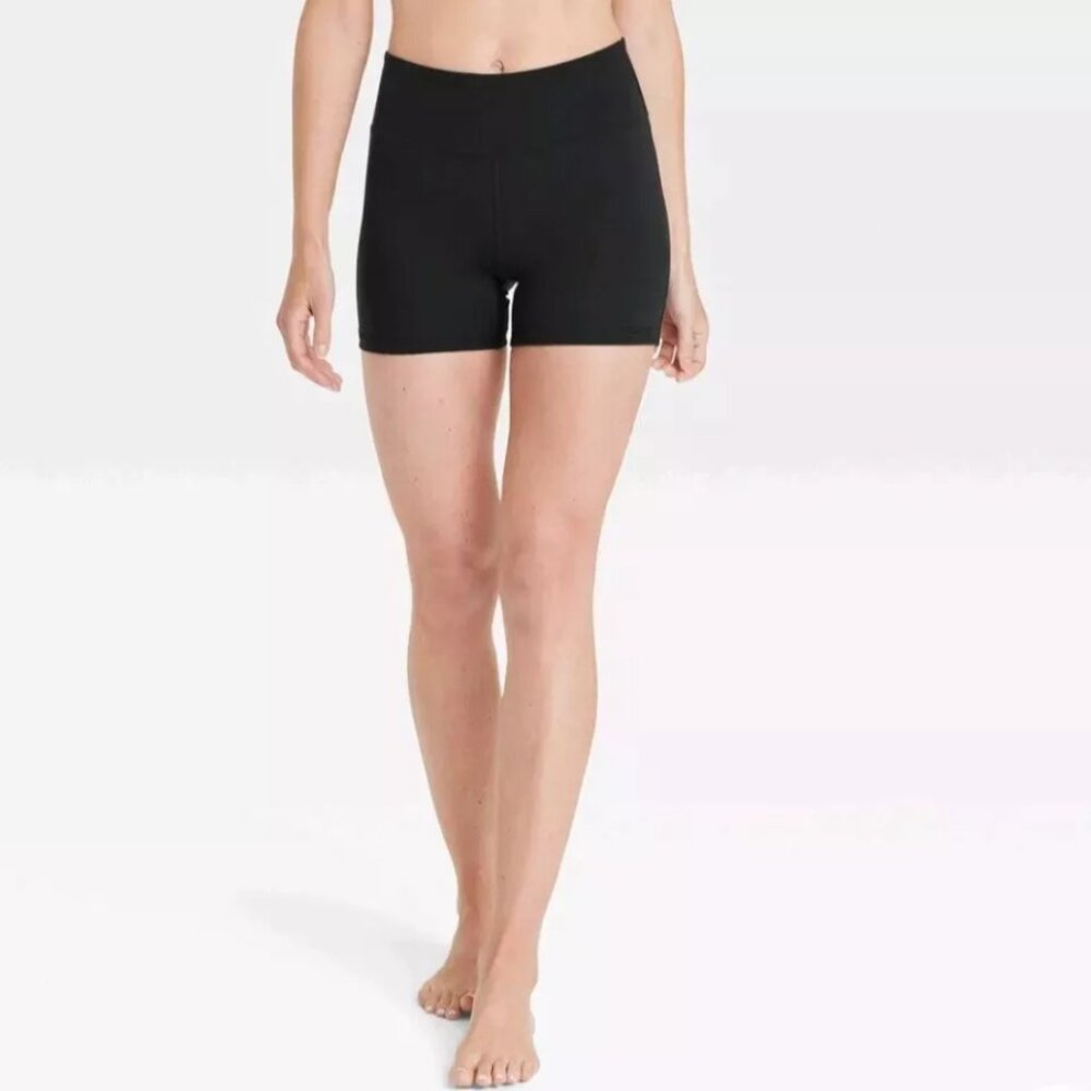 All in Motion Black Brushed Sculpt High Rise Black 10" Bike Shorts Pocket